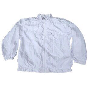 VTG 80s KSwiss White Crinkled Lined Bomber Tracker Jacket Sz Large MadeUSA *READ